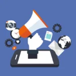 Graphic of a megaphone and social media icons