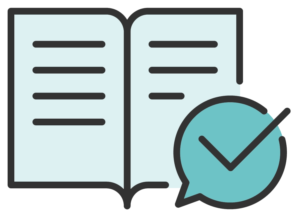 Graphic of a book with a tickbox